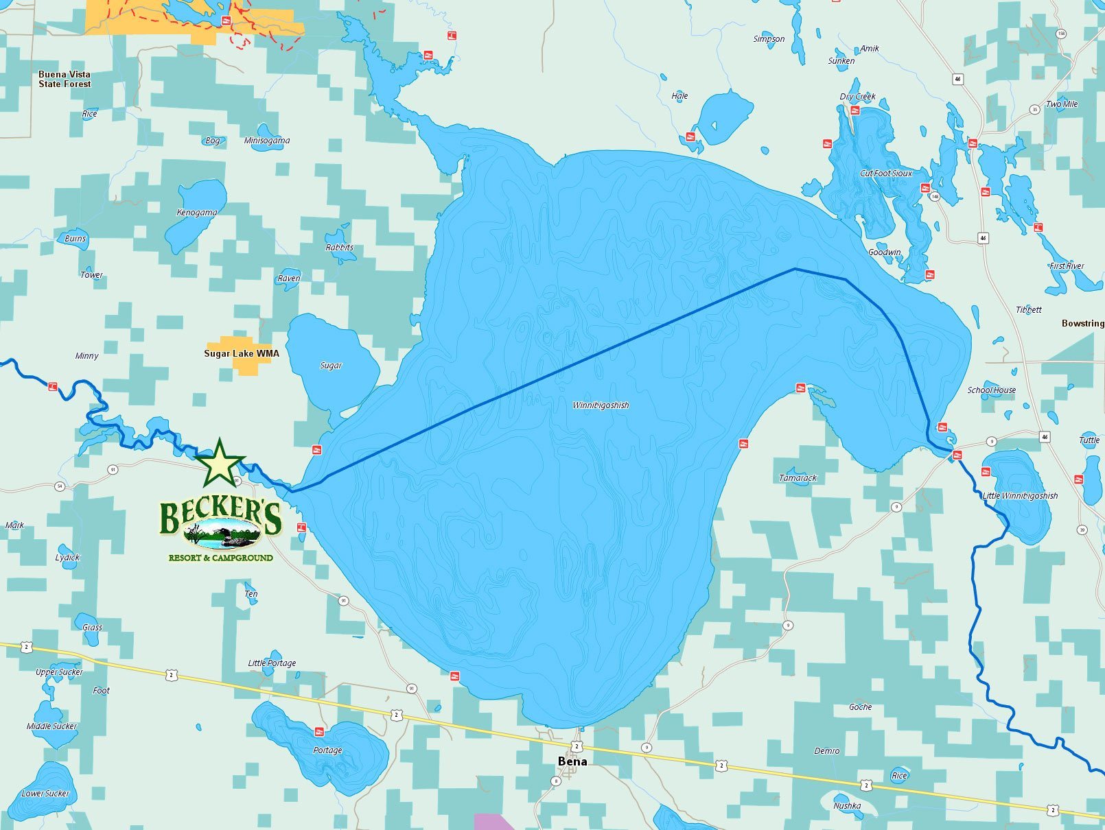 Lake winnie map